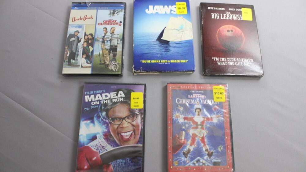 5 DVD Movie Lot Big Lebowski Jaws Christmas Vacation Uncle Buck Great Outdoors